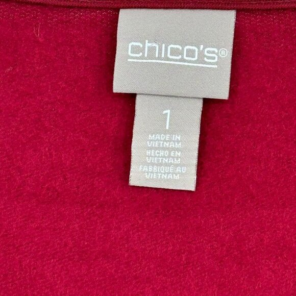 Chicos 1 Womens top Red Long Sleeve Button destail Size medium knit long sleeve - Picture 5 of 12